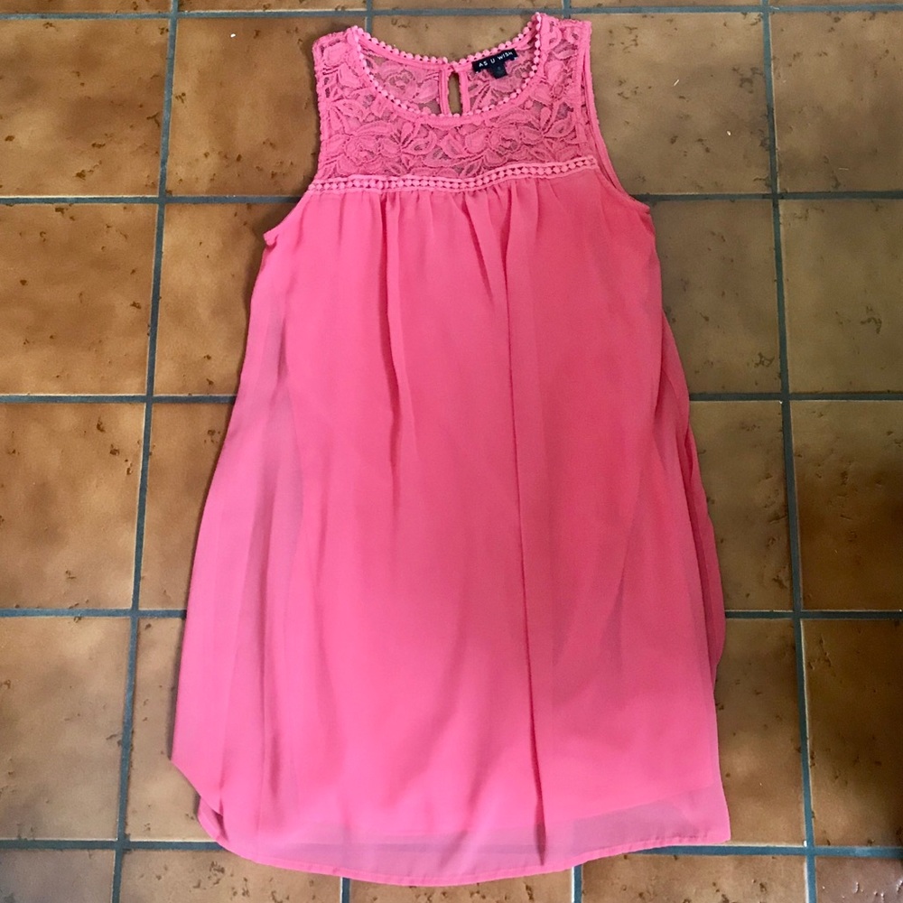 Coral Crochet Top Tank Shift Dress